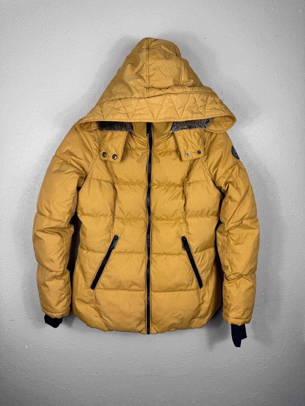 HFX Yellow Puffer Jacket With Removable Hood Womens Size Medium